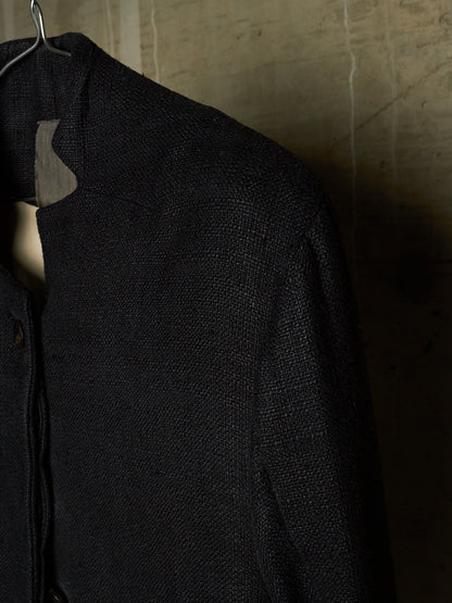 Aleksandr Manamïs 2010s Charcoal Grey Raw Silk Frayed Hem Coat