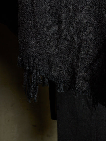 Aleksandr Manamïs 2010s Charcoal Grey Raw Silk Frayed Hem Coat