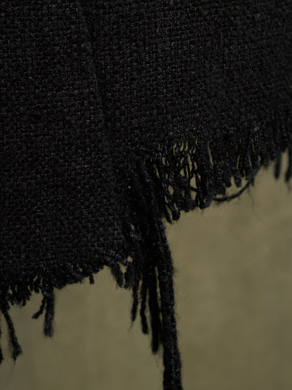 Aleksandr Manamïs 2010s Charcoal Grey Raw Silk Frayed Hem Coat