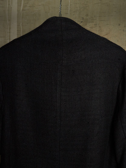 Aleksandr Manamïs 2010s Charcoal Grey Raw Silk Frayed Hem Coat