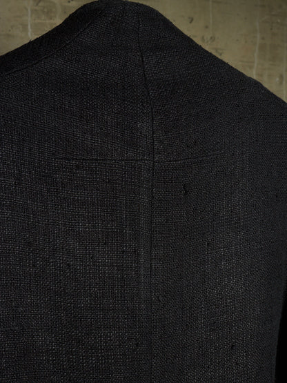 Aleksandr Manamïs 2010s Charcoal Grey Raw Silk Frayed Hem Coat
