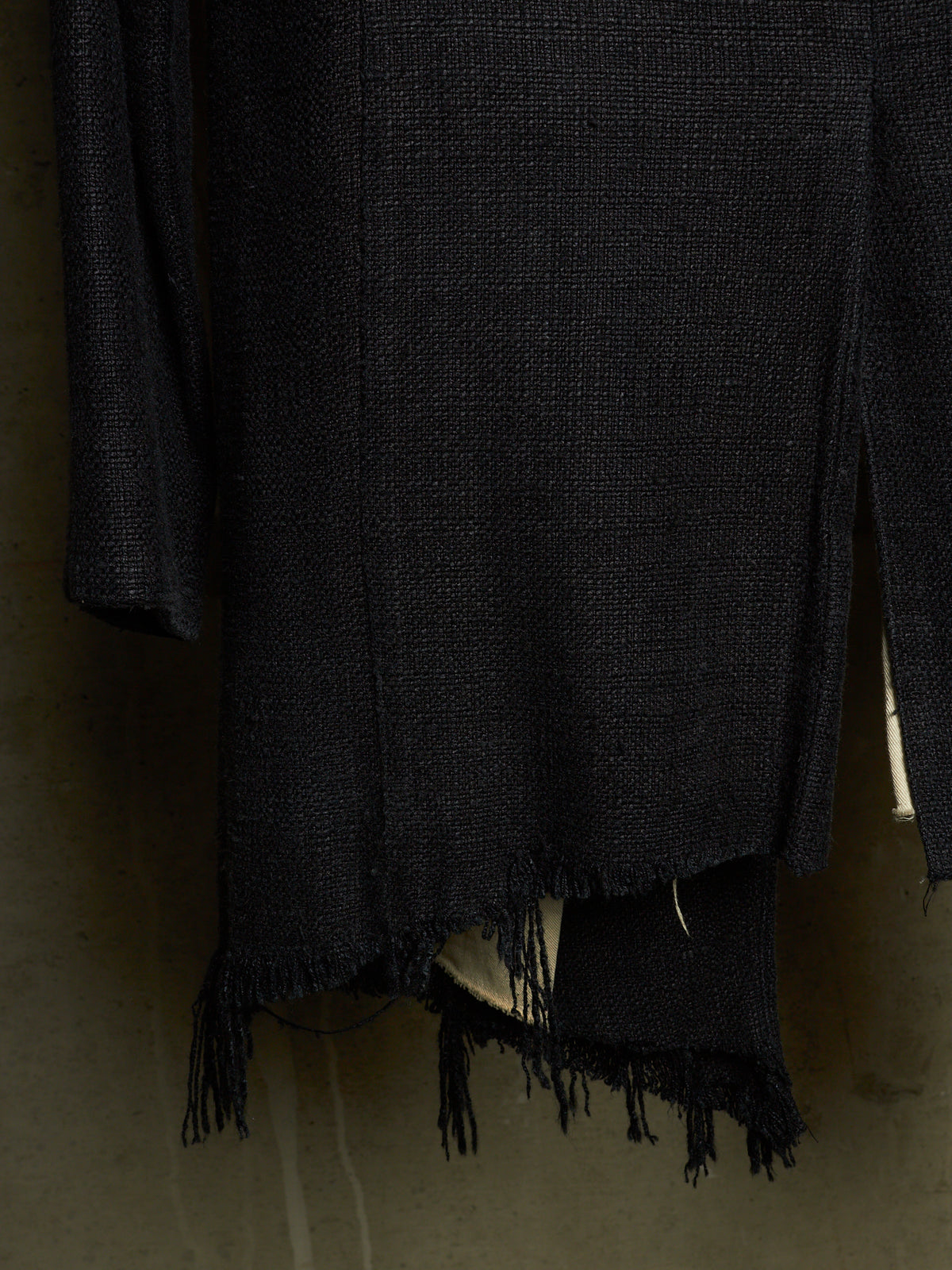 Aleksandr Manamïs 2010s Charcoal Grey Raw Silk Frayed Hem Coat
