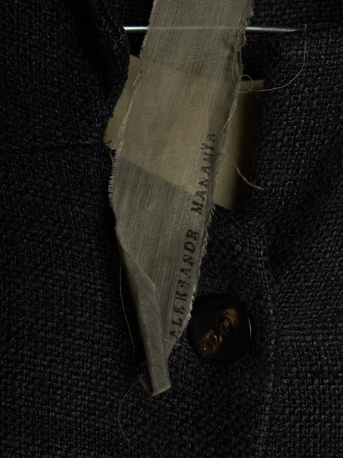Aleksandr Manamïs 2010s Charcoal Grey Raw Silk Frayed Hem Coat