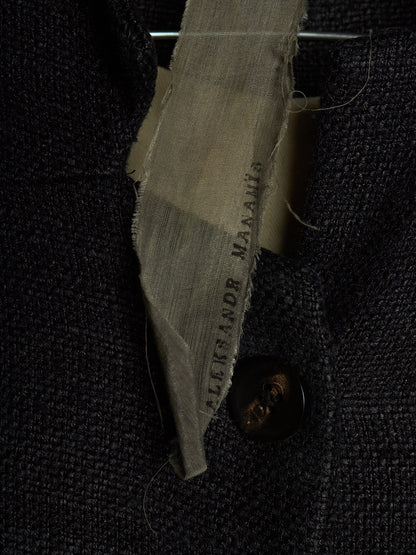 Aleksandr Manamïs 2010s Charcoal Grey Raw Silk Frayed Hem Coat