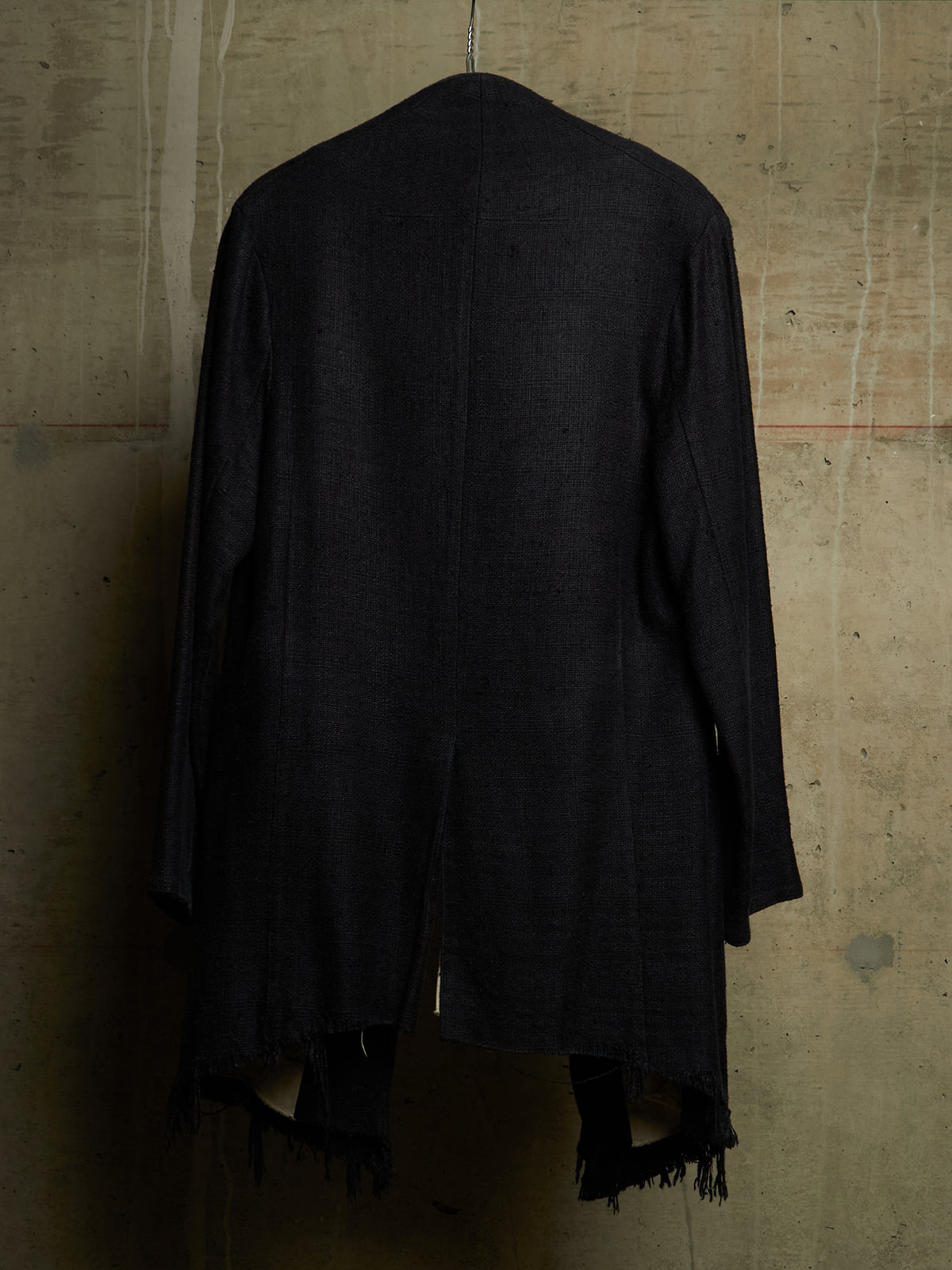 Aleksandr Manamïs 2010s Charcoal Grey Raw Silk Frayed Hem Coat