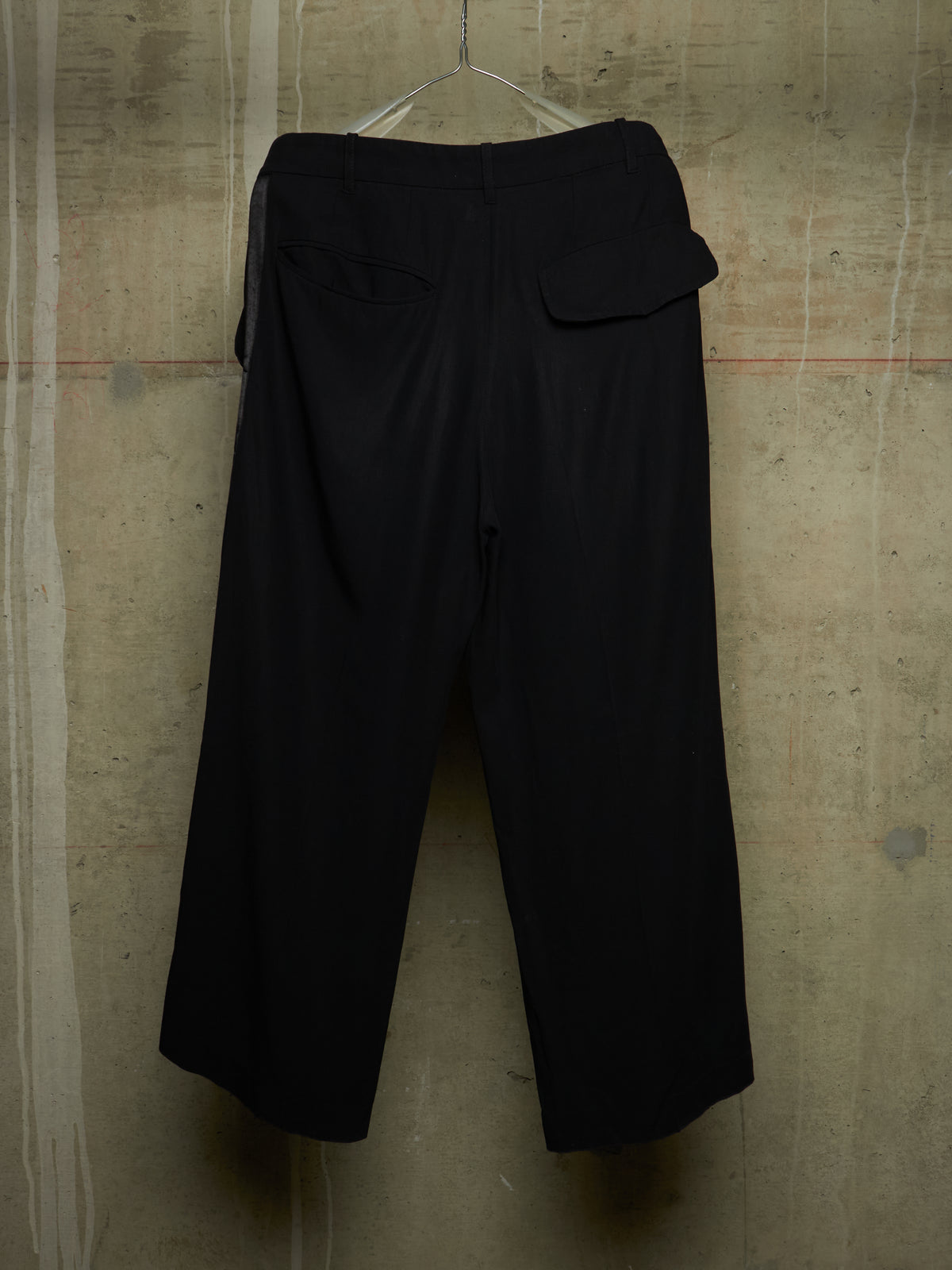 Ann Demeulemeester 90s Black Velvet Side Stripe Wide Leg Tuxedo Trousers