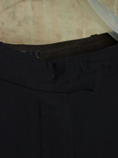 Ann Demeulemeester 90s Black Velvet Side Stripe Wide Leg Tuxedo Trousers