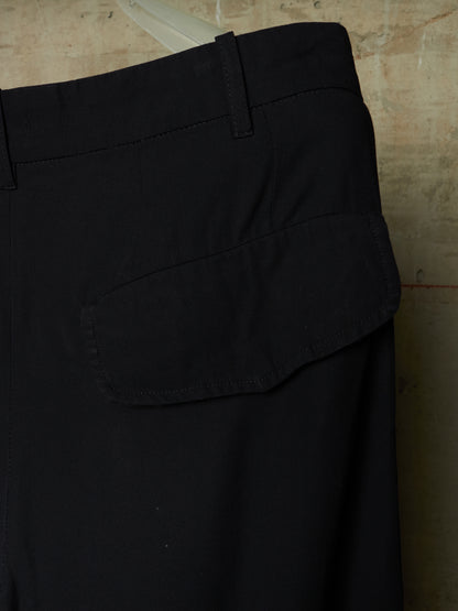 Ann Demeulemeester 90s Black Velvet Side Stripe Wide Leg Tuxedo Trousers