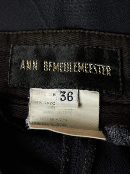 Ann Demeulemeester 90s Black Velvet Side Stripe Wide Leg Tuxedo Trousers