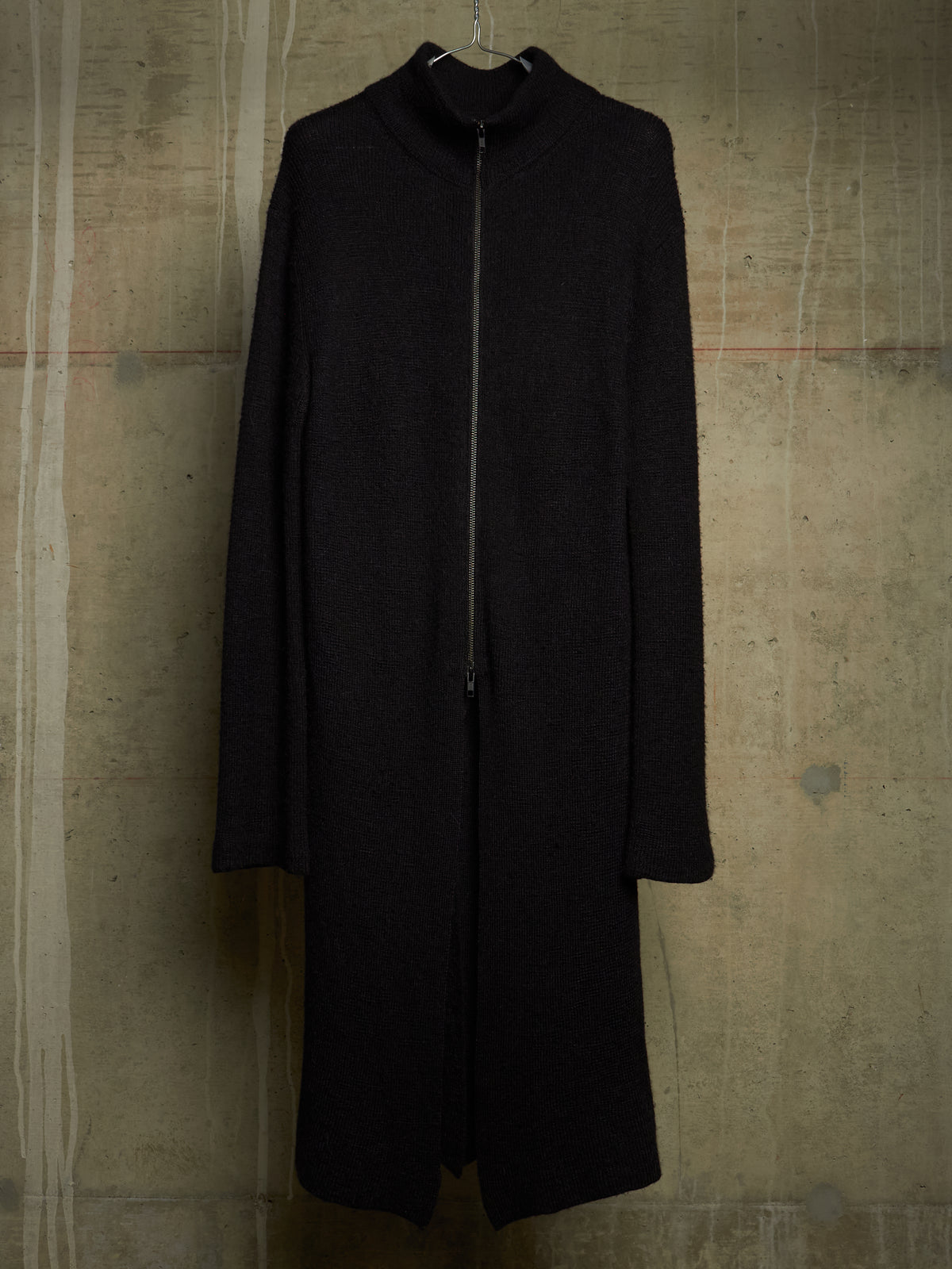 Ann Demeulemeester 2010s Alpaca Wool Zip Long Split Hem Cardigan