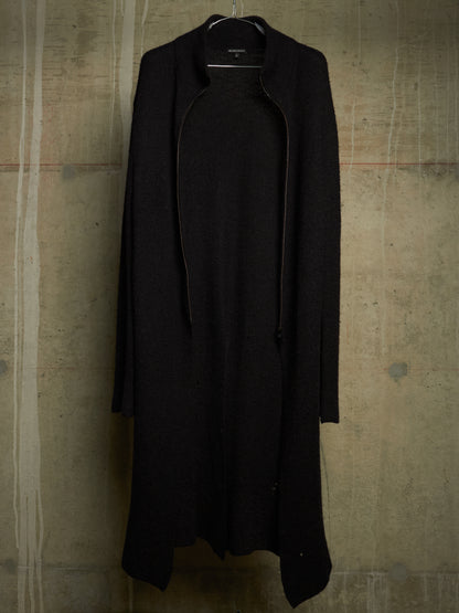 Ann Demeulemeester 2010s Alpaca Wool Zip Long Split Hem Cardigan