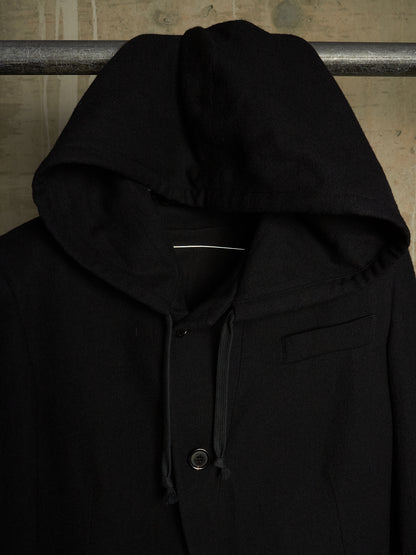 Ann Demeulemeester 2010s Black Virgin Wool Hooded Blazer