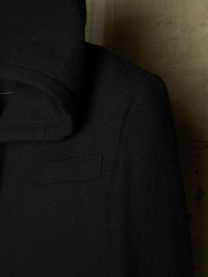 Ann Demeulemeester 2010s Black Virgin Wool Hooded Blazer