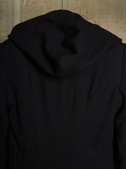 Ann Demeulemeester 2010s Black Virgin Wool Hooded Blazer
