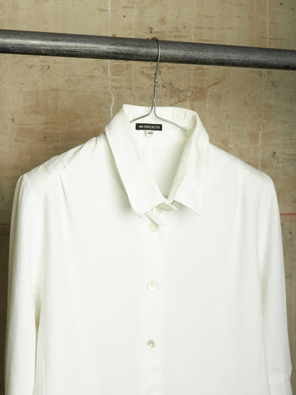 Ann Demeulemeester 2010s White Elongated Sleeve Striped Tailored Shirt