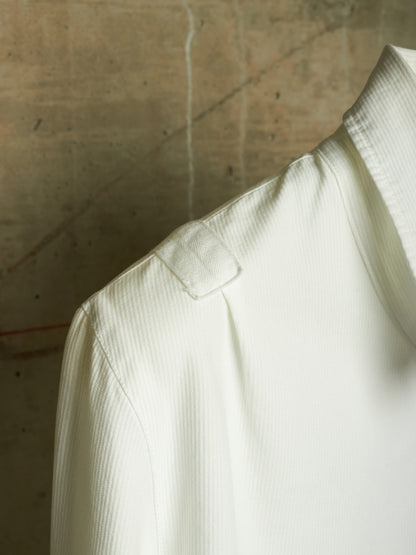 Ann Demeulemeester 2010s White Elongated Sleeve Striped Tailored Shirt