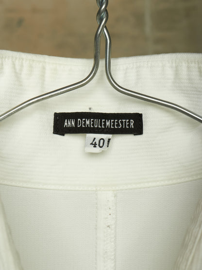 Ann Demeulemeester 2010s White Elongated Sleeve Striped Tailored Shirt