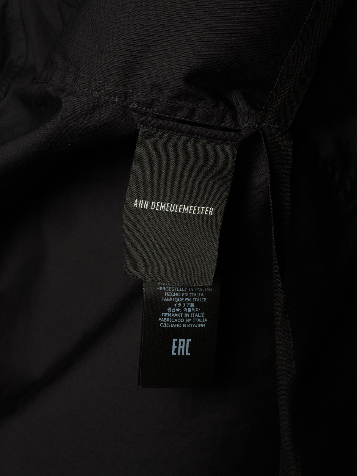 Ann Demeulemeester AW22 Black 'Elisabeth' Long High Comfort Shirt