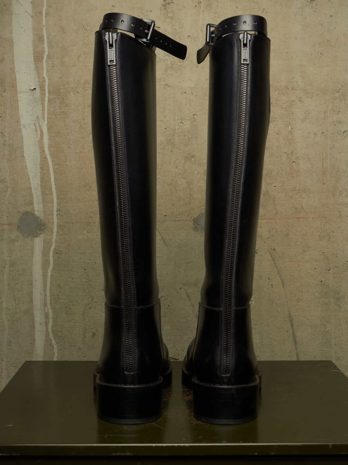 Ann Demeulemeester AW26 Black 'Stan' Cow Leather Knee-High Riding Boots