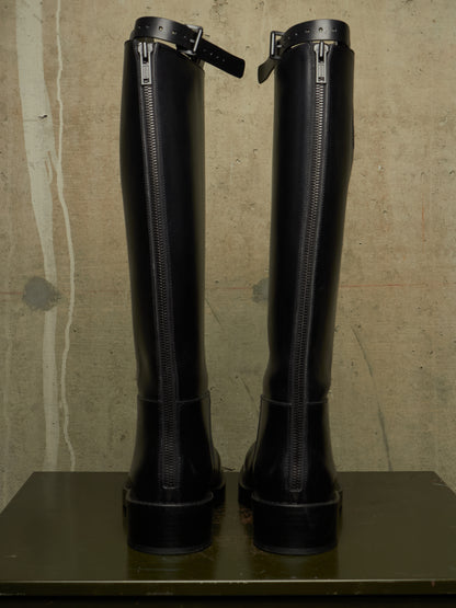 Ann Demeulemeester AW26 Black 'Stan' Cow Leather Knee-High Riding Boots