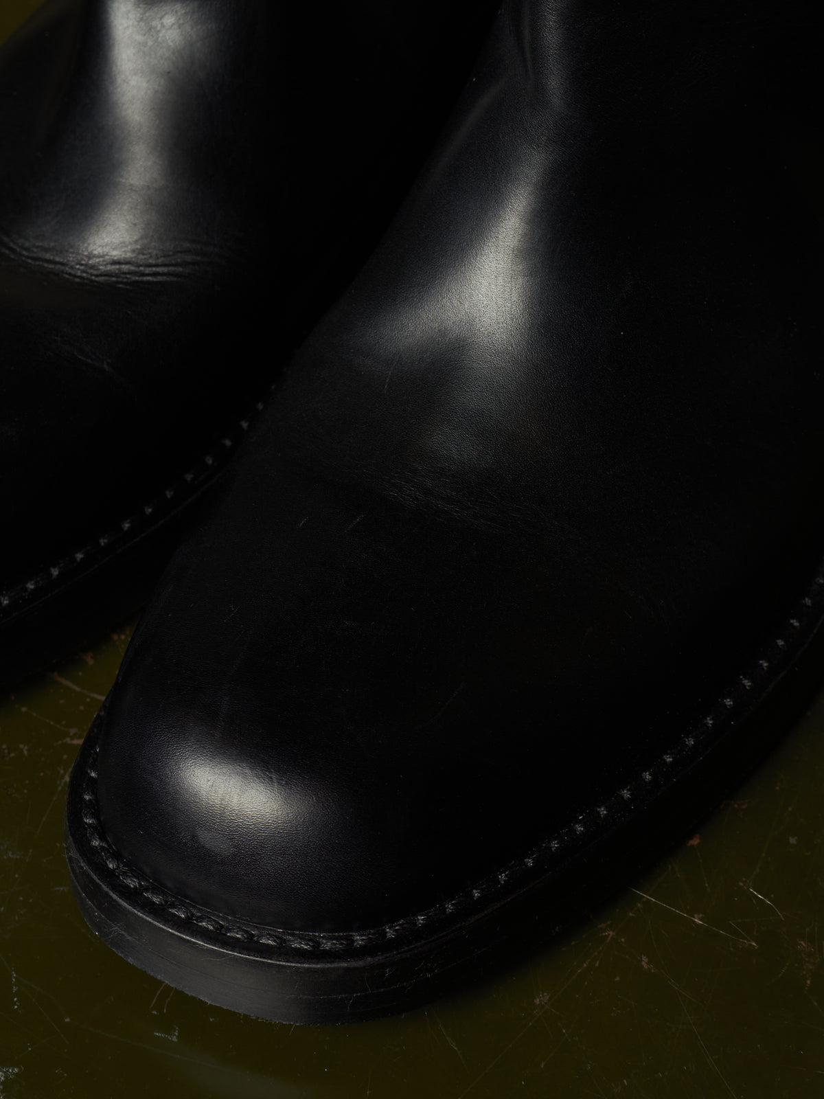 Ann Demeulemeester AW26 Black 'Stan' Cow Leather Knee-High Riding Boots
