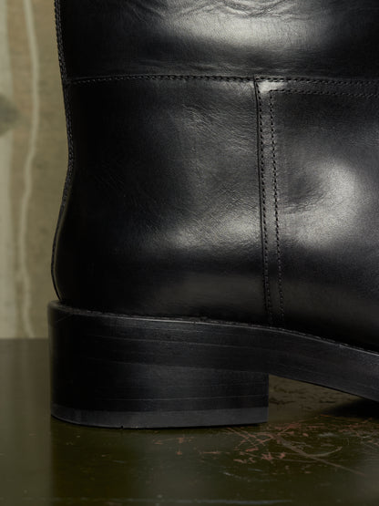 Ann Demeulemeester AW26 Black 'Stan' Cow Leather Knee-High Riding Boots
