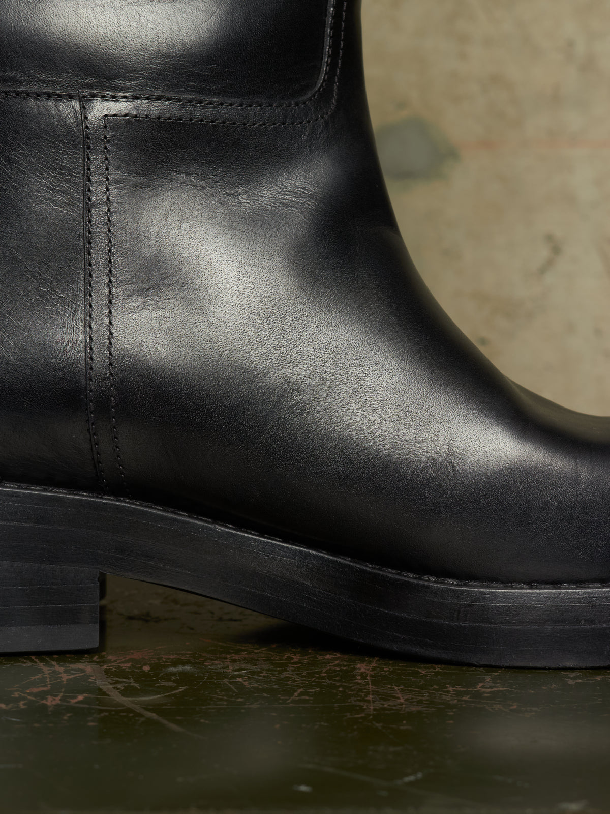 Ann Demeulemeester AW26 Black 'Stan' Cow Leather Knee-High Riding Boots