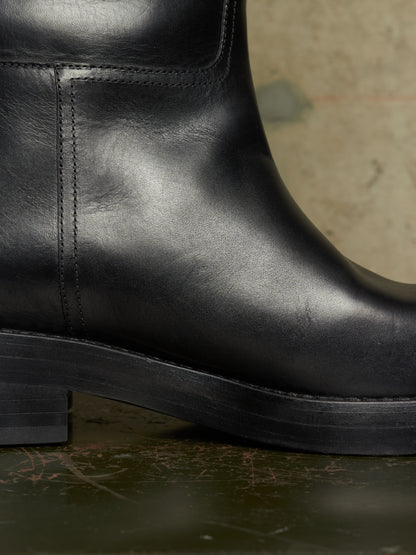 Ann Demeulemeester AW26 Black 'Stan' Cow Leather Knee-High Riding Boots