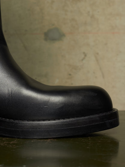 Ann Demeulemeester AW26 Black 'Stan' Cow Leather Knee-High Riding Boots