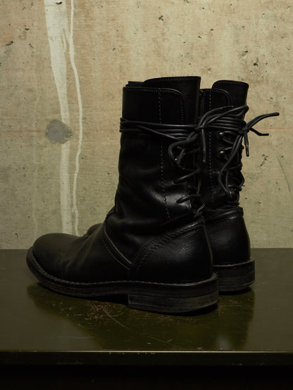 Ann Demeulemeester SS22 Black 'Heiko' Calf Leather Back-Lace Ankle Boots