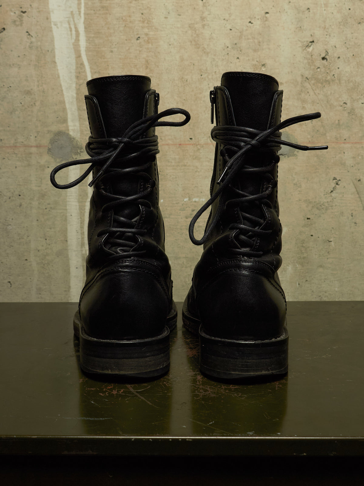 Ann Demeulemeester SS22 Black 'Heiko' Calf Leather Back-Lace Ankle Boots
