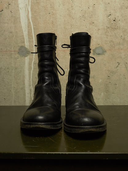 Ann Demeulemeester SS22 Black 'Heiko' Calf Leather Back-Lace Ankle Boots