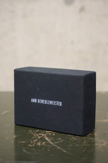 Ann Demeulemeester 2010s Adjustable Black Calf Leather Gold Foil Cuff