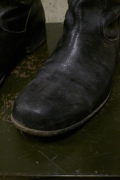 ATTACHMENT by Kazuyuki Kumagai Early 00s Vegetable Tanned Cow Leather Back-zip Engineer Boots