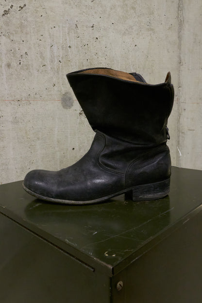 ATTACHMENT by Kazuyuki Kumagai Early 00s Vegetable Tanned Cow Leather Back-zip Engineer Boots