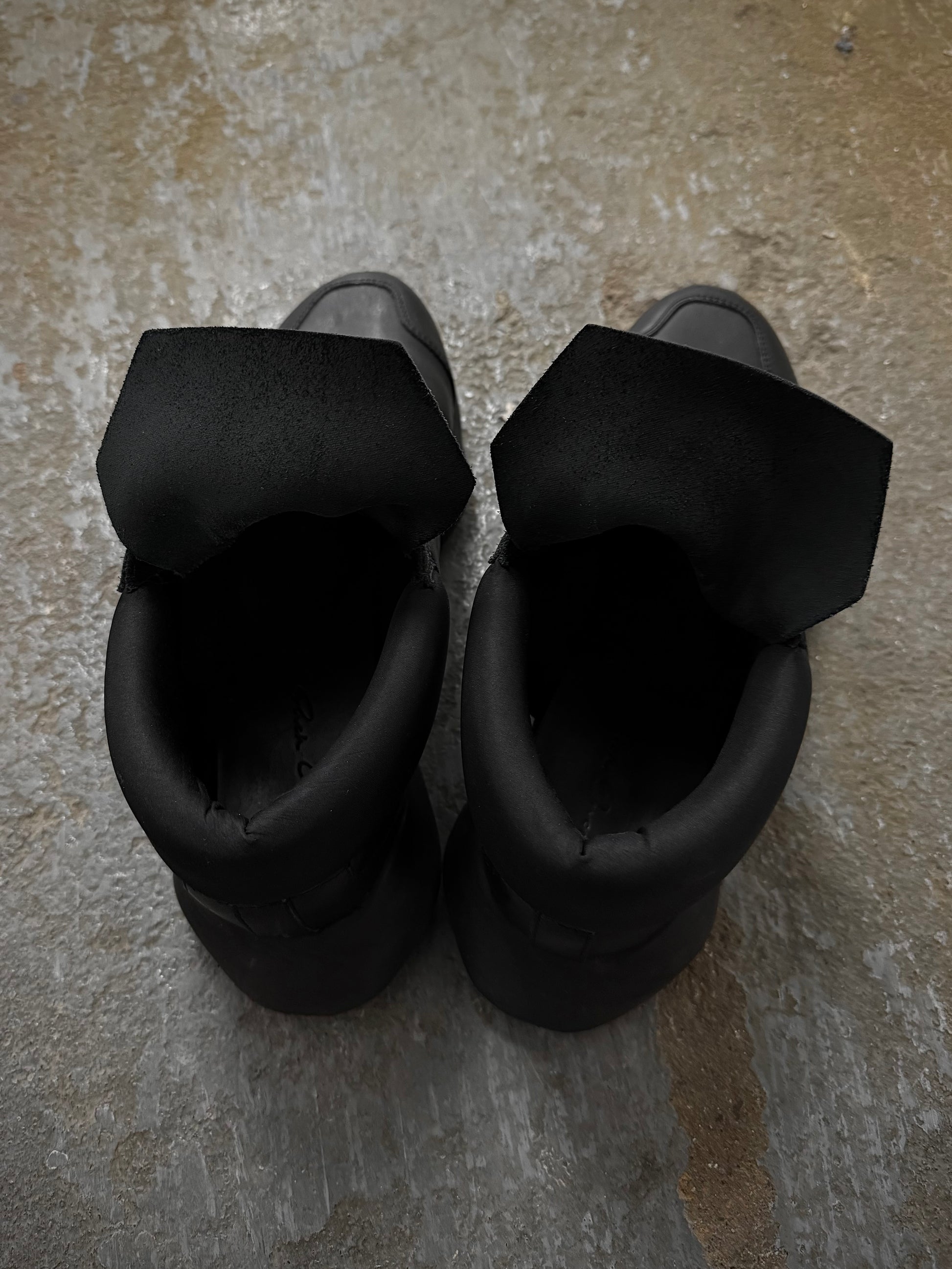 Rick Owens x Adidas SS14 “VICIOUS” 'RO RUNNER' Black Leather Sneakers detail | DRIEW GARMENTS