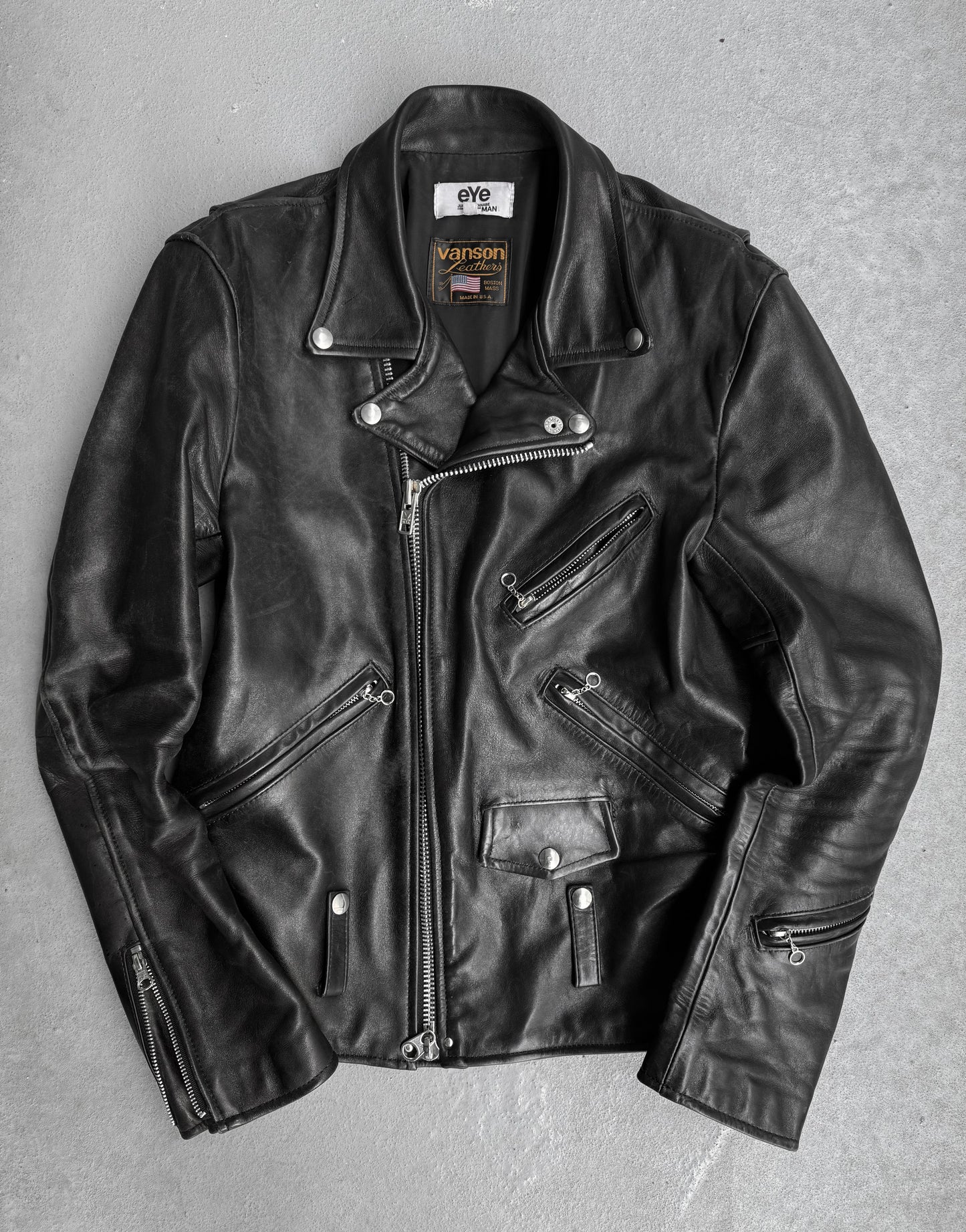 eYe Junya Watanabe MAN x VANSON Leathers AD2010 Full-grain Cowhide Leather Perfecto Rider Jacket