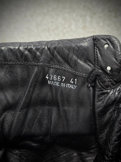 Rick Owens AW12 “MOUNTAIN” All-black Calfskin Leather Cargobasket Sneakers