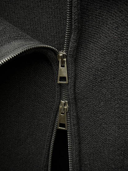 MD75 Asymmetric Funnel Neck Zip Up Wool Knit Sweater detail | DRIEW GARMENTS