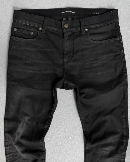 Saint Laurent Paris AW16 Light-waxed Black 'D02' Skinny Denim