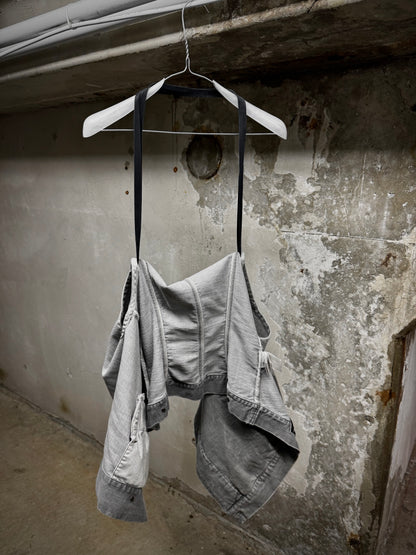 Rick Owens DRKSHDW AW08 "STAG" EGG Asymmetric Denim Vest detail | DRIEW GARMENTS