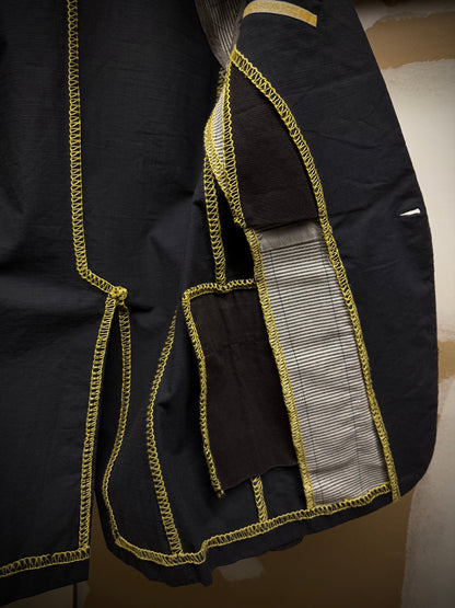 Carol Christian Poell SS06 'GM/2098 ORDER/109' Yellow Overlock Stitch Single Button Blazer detail | DRIEW GARMENTS