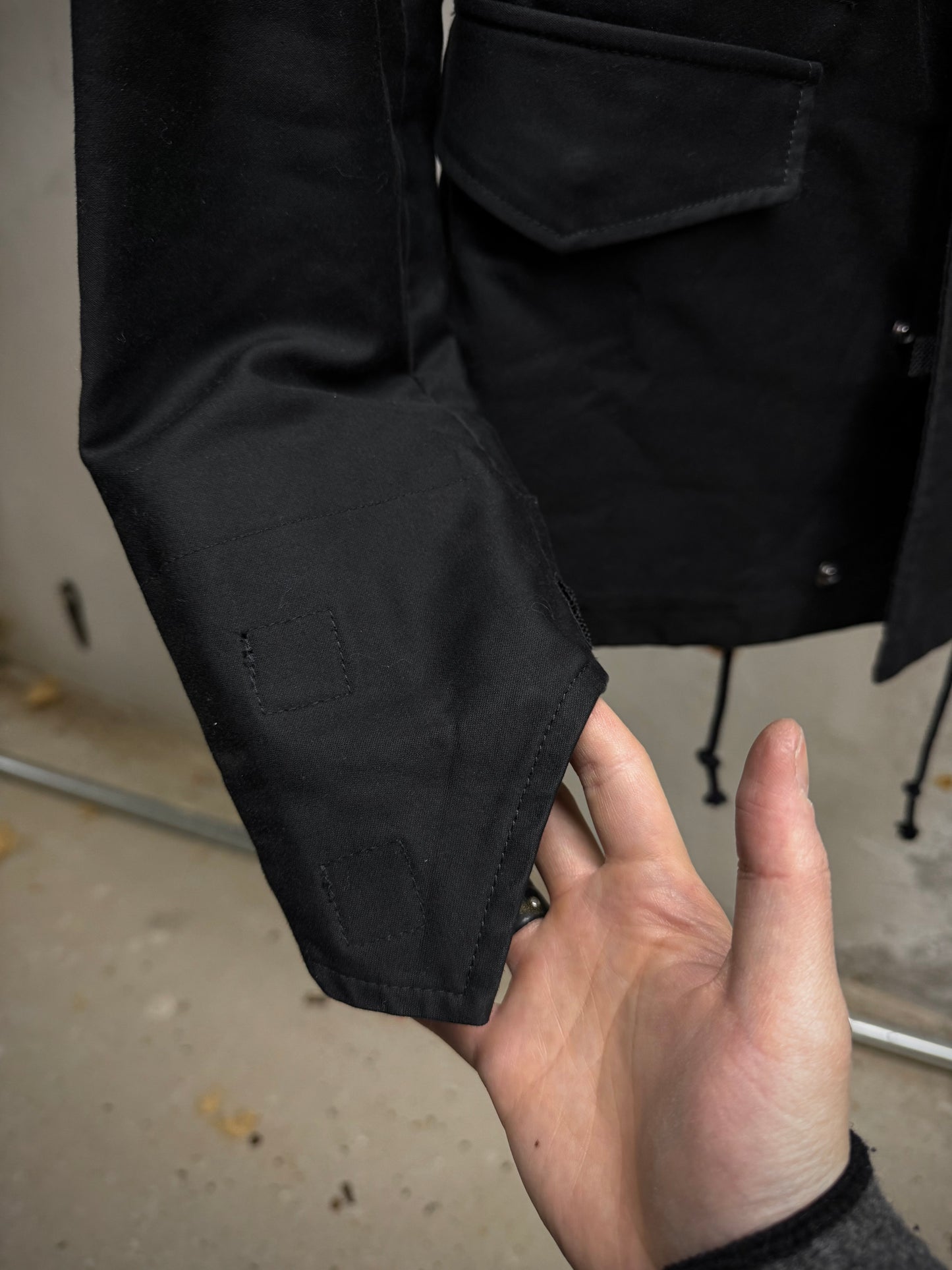 LITHIUM HOMME 2010s Black Cotton Gabardine Field Jacket detail | DRIEW GARMENTS