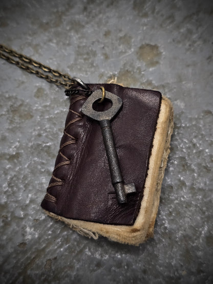 KLASICA Key & Leather Book Brass Chain Necklace detail | DRIEW GARMENTS