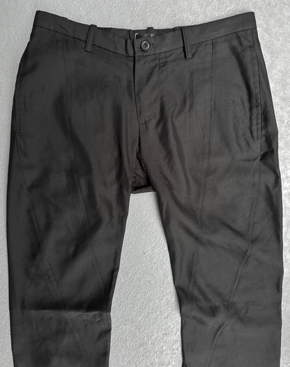 Julius_7 SS07 "UNDERWORLD;" Silk Twill J-Cut Flare Pants