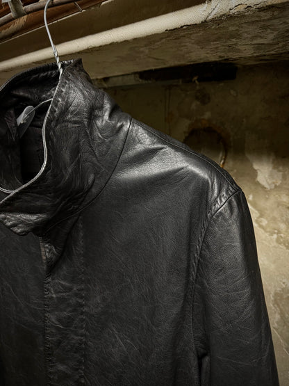 Yuji Yamada Late 90s Cow Leather High Neck Coat detail | DRIEW GARMENTS