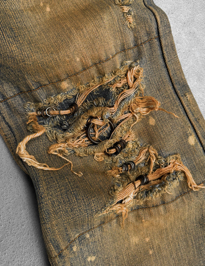 IfSixWasNine Early 00s ‘NO. MUDMAX/SBB 351’ DK Bell-Bottom Denim
