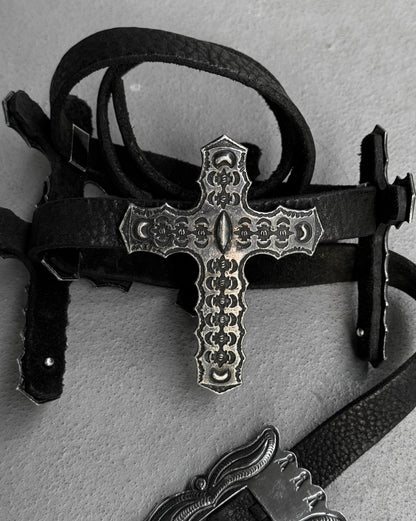 L.G.B. Early 00s Cross Relic Bison Leather Belt
