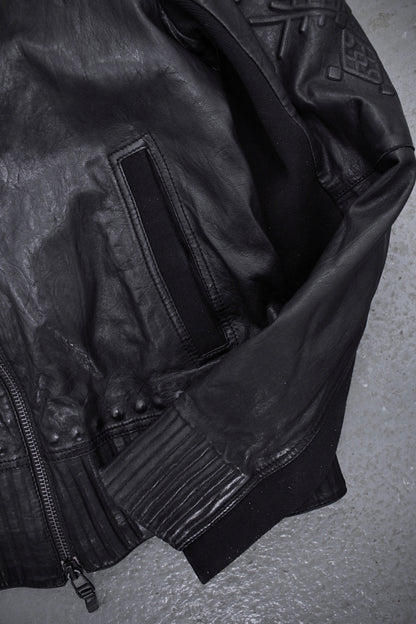 Marithé + François Girbaud Early 00s Embossed Lambskin Leather Rider Jacket detail | DRIEW GARMENTS
