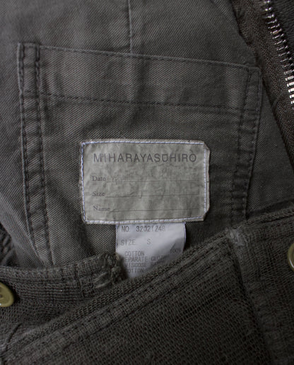 Mihara Yasuhiro AW05 Distressed Layered Mesh Military Jacket (Olive) detail brand tag shot